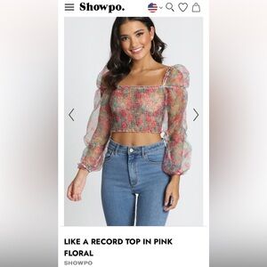 Showpo floral pink top US 2
